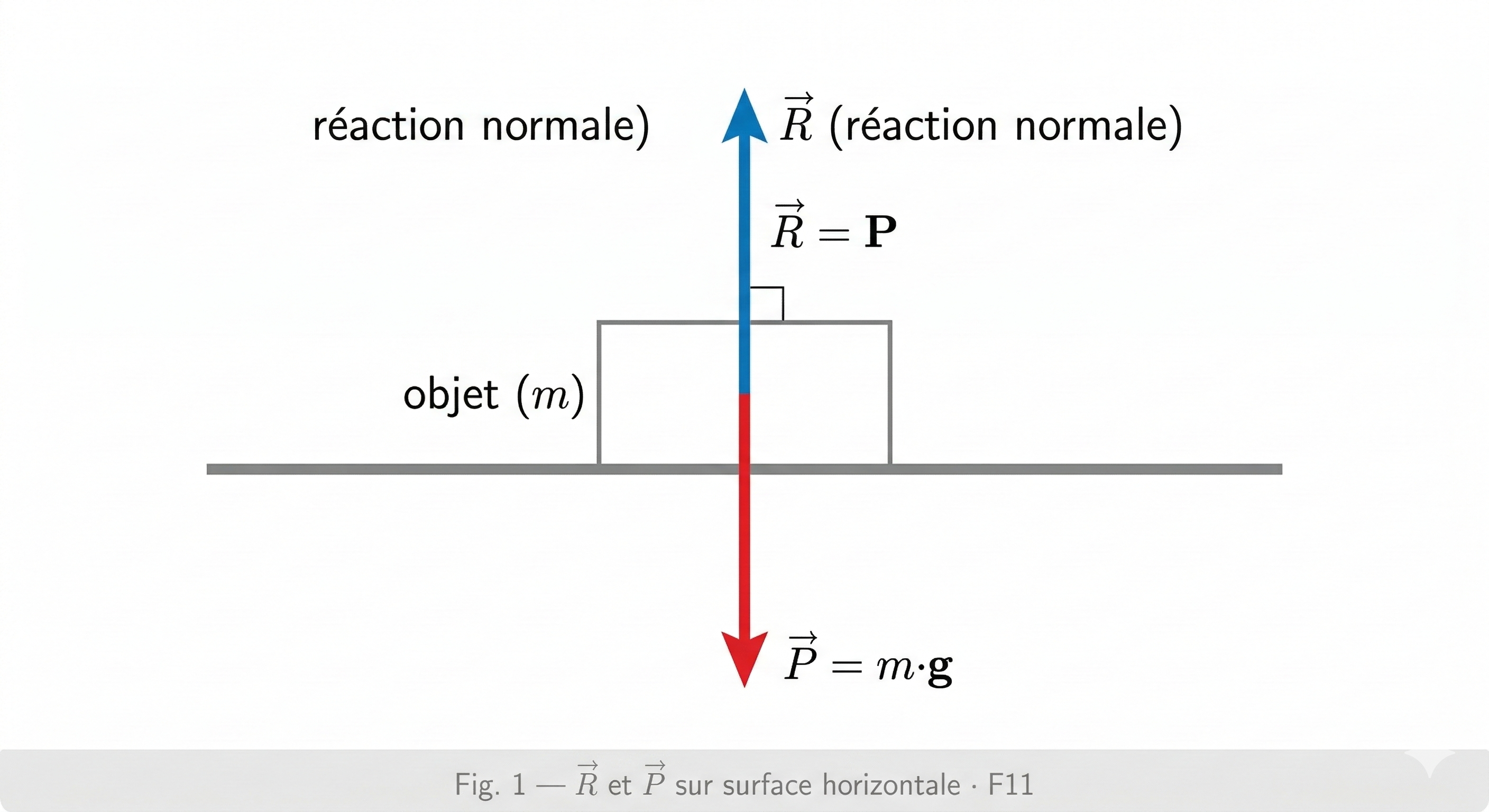 Réaction normale sur surface horizontale